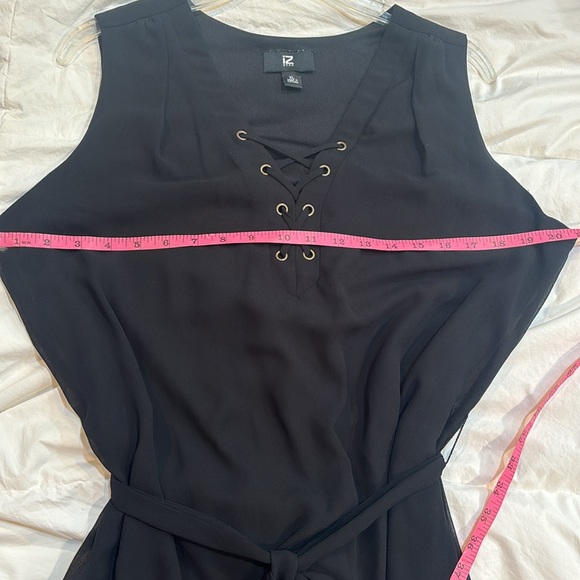 Black lined dress with sheer overlay and tie belt New without tags.Size XL - Picture 10 of 10